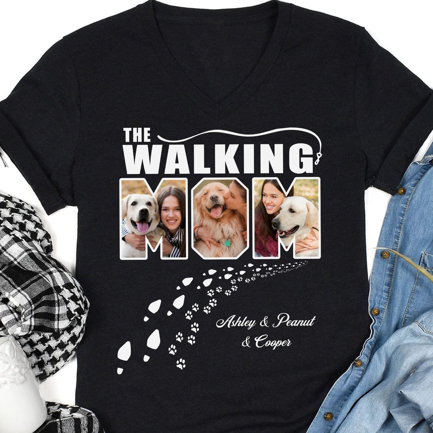 T-shirt Personnalisé pour Chien La Maman Papa Marcheur Photo Personnalisée C671