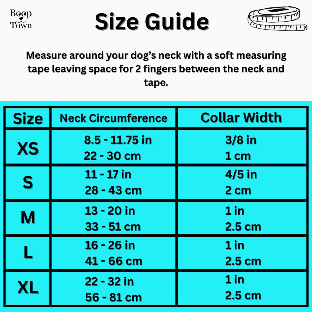 Collier pour chien Boop Town en coton doux – Anti-nœuds et noyau en nylon durable – Boucle à dégagement rapide en métal – Ajustable pour chiens de petite, moyenne et grande taille (XL) – Accents dorés