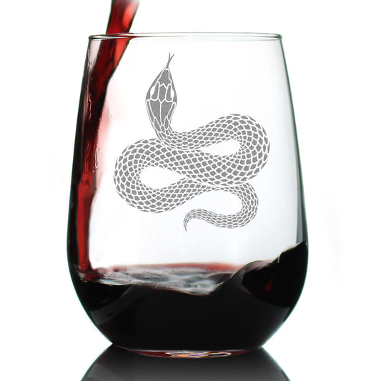 Verre à vin sans pied gravé serpent Décoration et cadeaux reptiles pour les amoureux des serpents Grands verres à vin – 17 oz