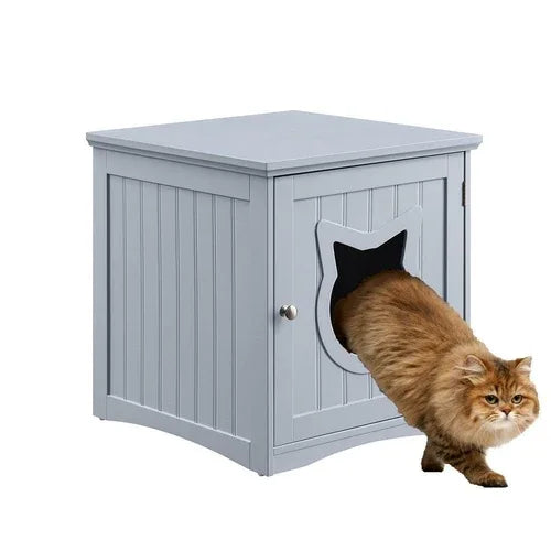 Casa para gatos mesa auxiliar, mesita de noche casa para mascotas, cobertizo para arenero