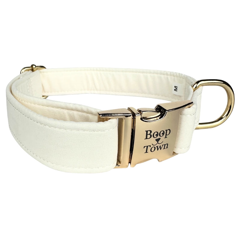 Collier pour chien Boop Town en coton doux – Anti-nœuds et noyau en nylon durable – Boucle à dégagement rapide en métal – Ajustable pour chiens de petite, moyenne et grande taille (XL) – Accents dorés