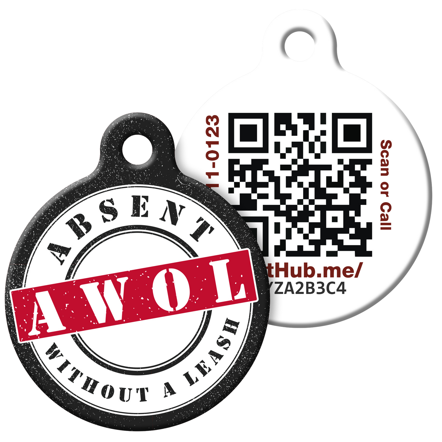 Etiqueta de identificación para mascotas PetHub QR – Ausente Sin Correa (AWOL)