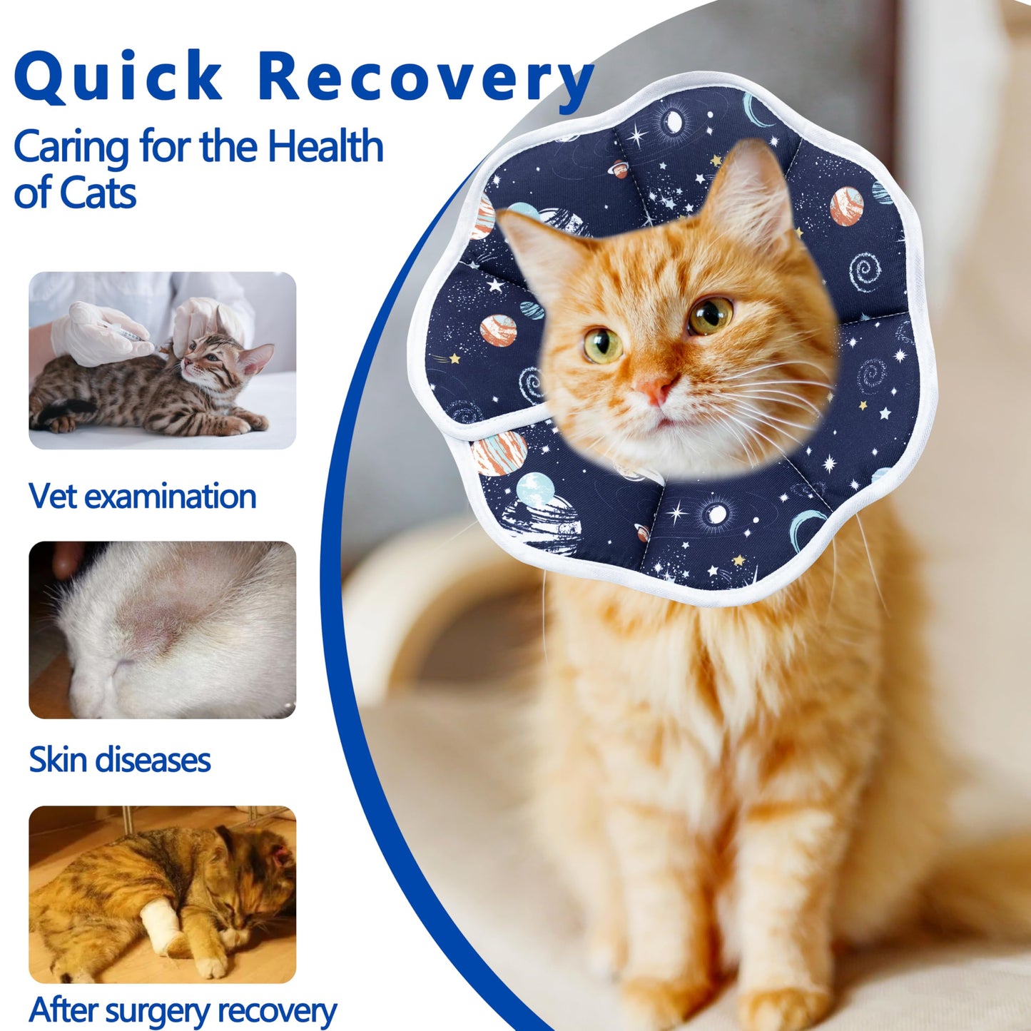 Cono Suave para Gatos, Collar Ajustable de Recuperación Post-Cirugía para Evitar Lamido de Heridas, Cono Protector para Cuello de Gato, Cómodo Collar Isabelino para Gatos, Gatitos y Cachorros