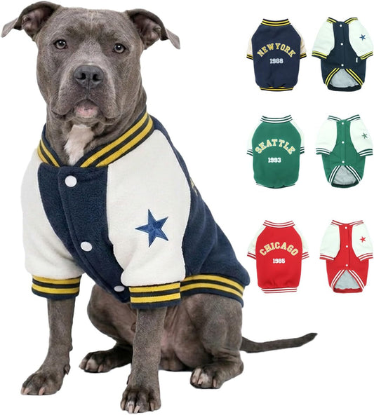 Warm Dog Varsity Jacket Heavyweight Fleece Pet Coat Small-4XL