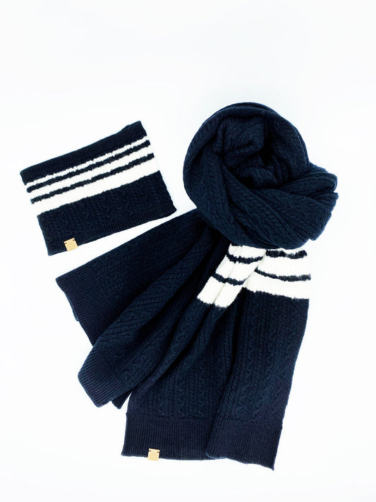 Ensemble écharpe en mélange de cachemire pour animaux de compagnie et leurs maîtres, Noir et blanc