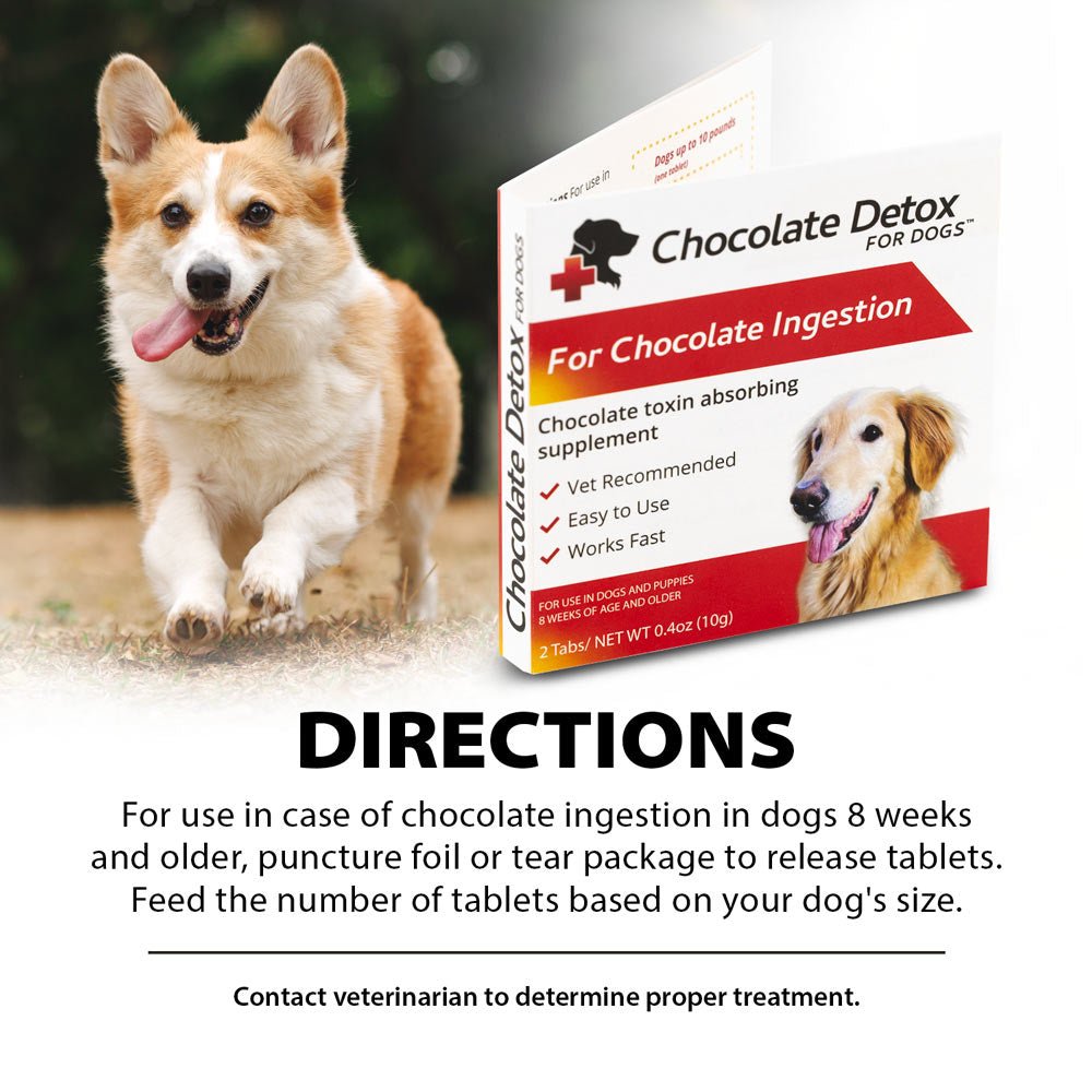 Détoxifiant au chocolat pour chiens, 2 comprimés