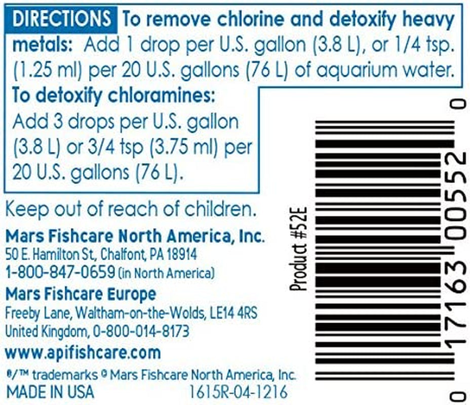 ACONDICIONADOR DE AGUA DEL GRIFO Acondicionador de agua para acuarios Botella de 1 onza