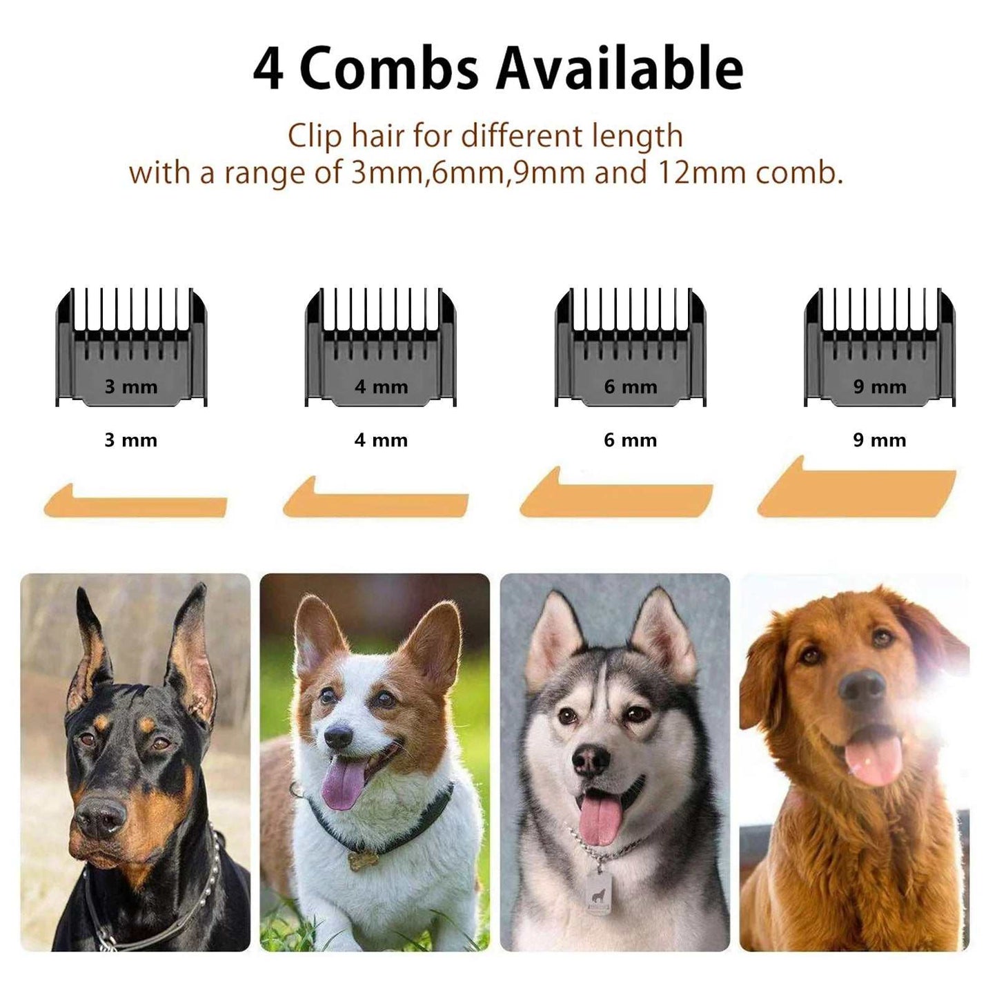 Cortapelos recargables para perros, cortadora de pelo de mascotas de bajo ruido, kit de aseo para perros, recortadora de pelo profesional inalámbrica con peine y tijeras para perros, gatos y otros animales.