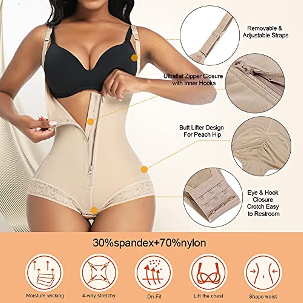 Faja reductora sin costuras para mujer, con triple control firme, talla grande, moldeador de muslos y abdomen
