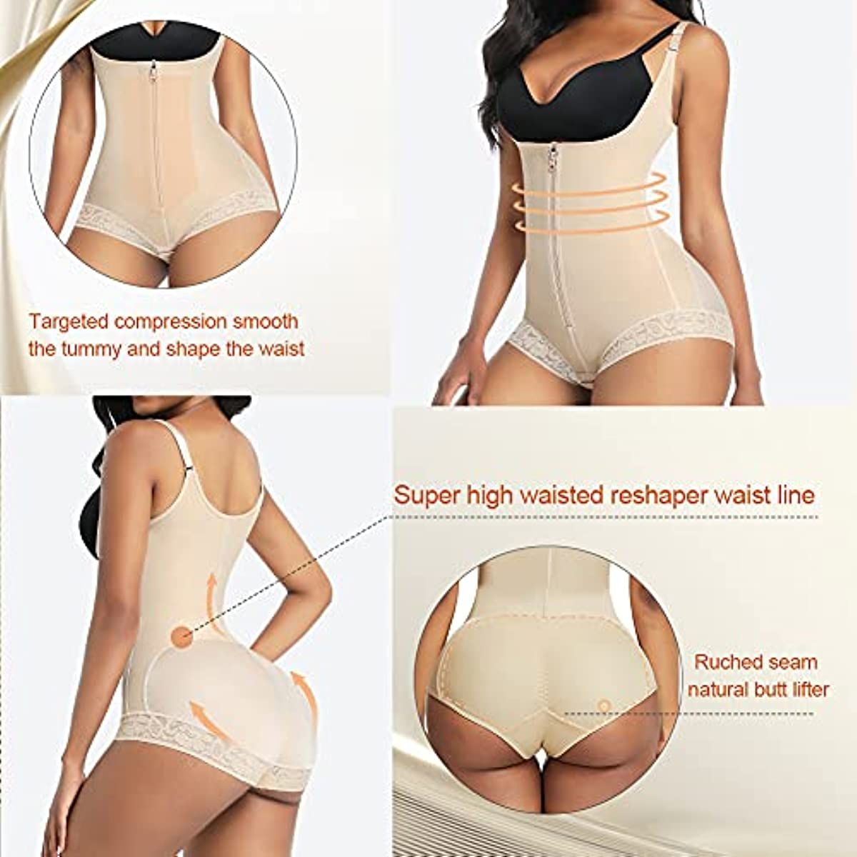 Faja reductora sin costuras para mujer, con triple control firme, talla grande, moldeador de muslos y abdomen