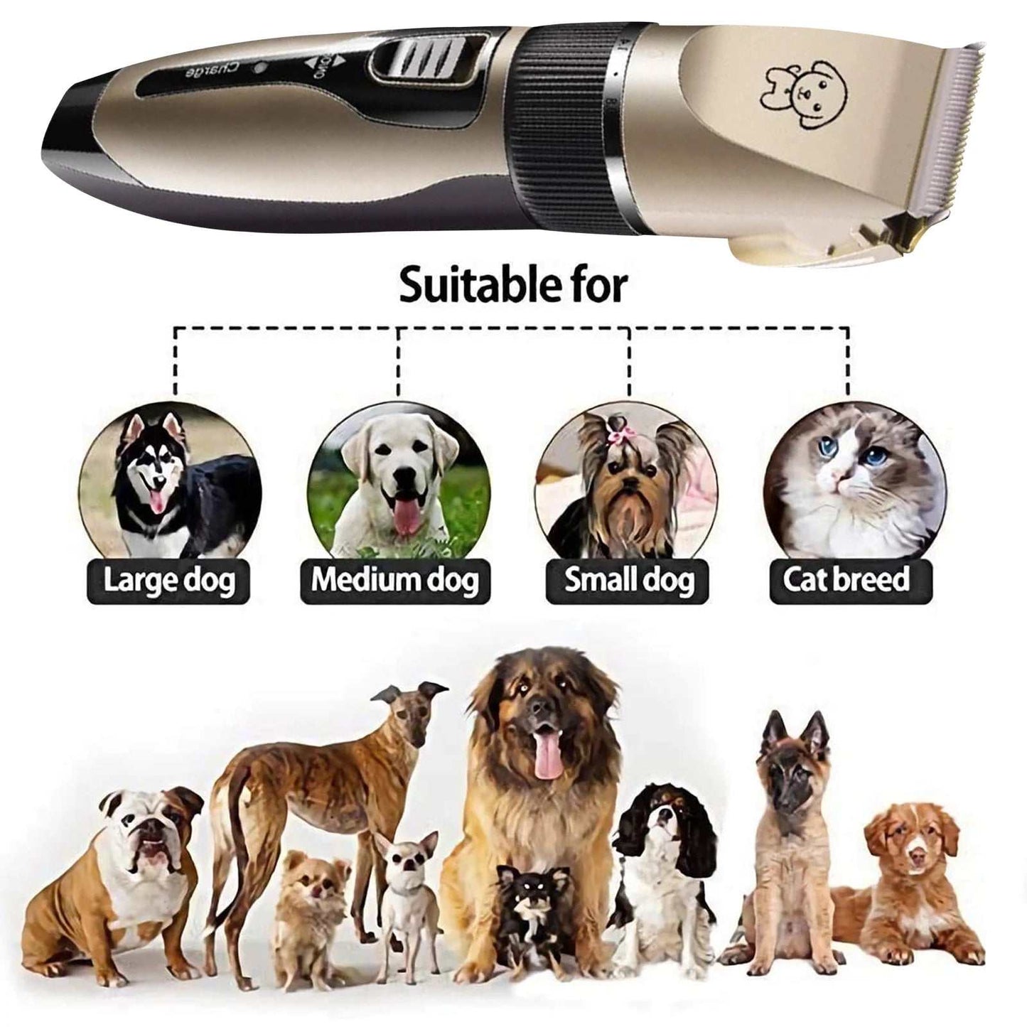 Cortapelos recargables para perros, cortadora de pelo de mascotas de bajo ruido, kit de aseo para perros, recortadora de pelo profesional inalámbrica con peine y tijeras para perros, gatos y otros animales.