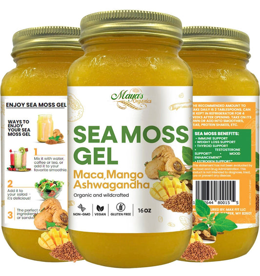 Gel de Mousse de Mer Maca, Mangue & Ashwagandha – 473 ml | Superaliment biologique d'algues irlandaises sauvages