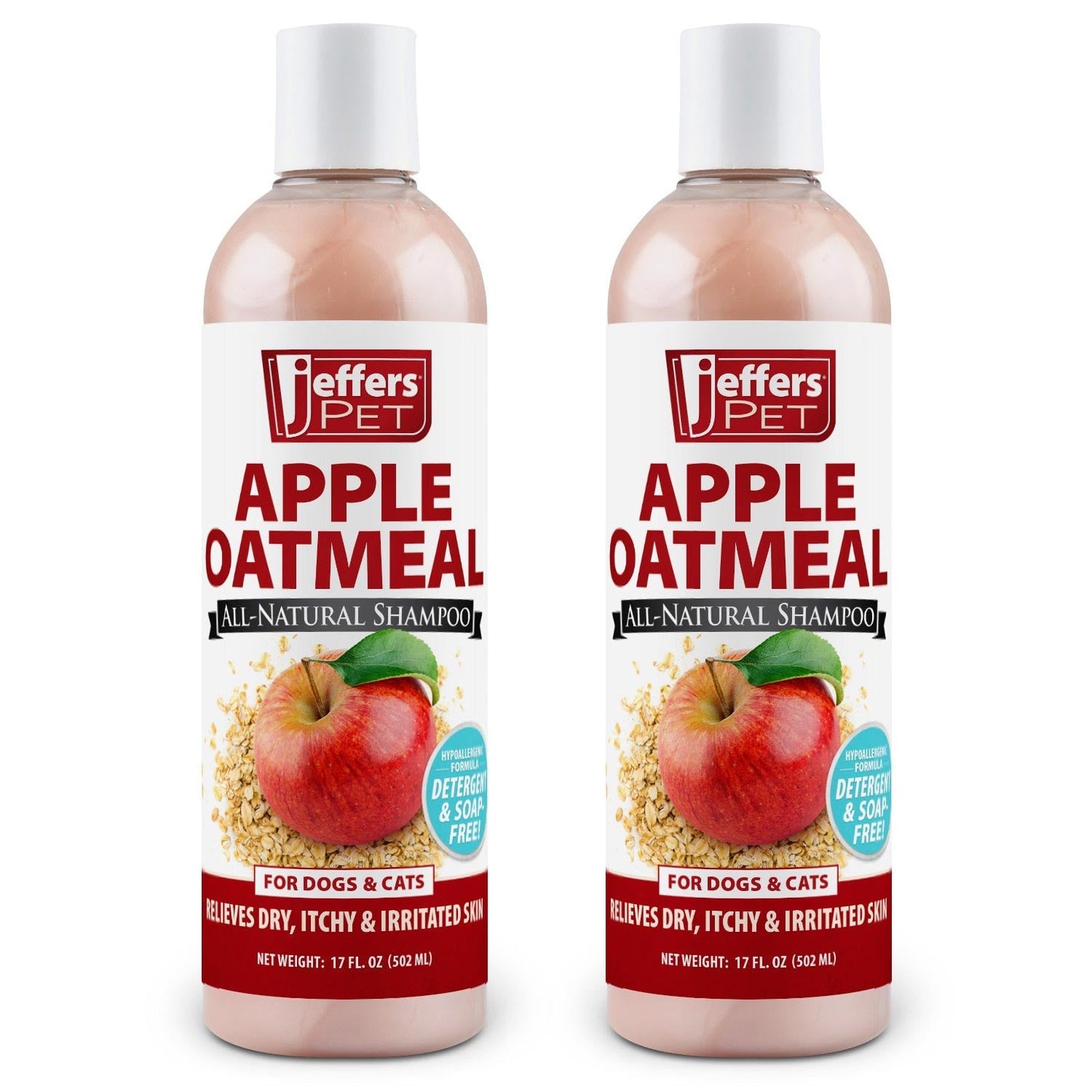 Shampoing Hypoallergénique Entièrement Naturel à l'Avoine et à la Pomme Jeffers Pet pour Chiens et Chats à Peau Sèche