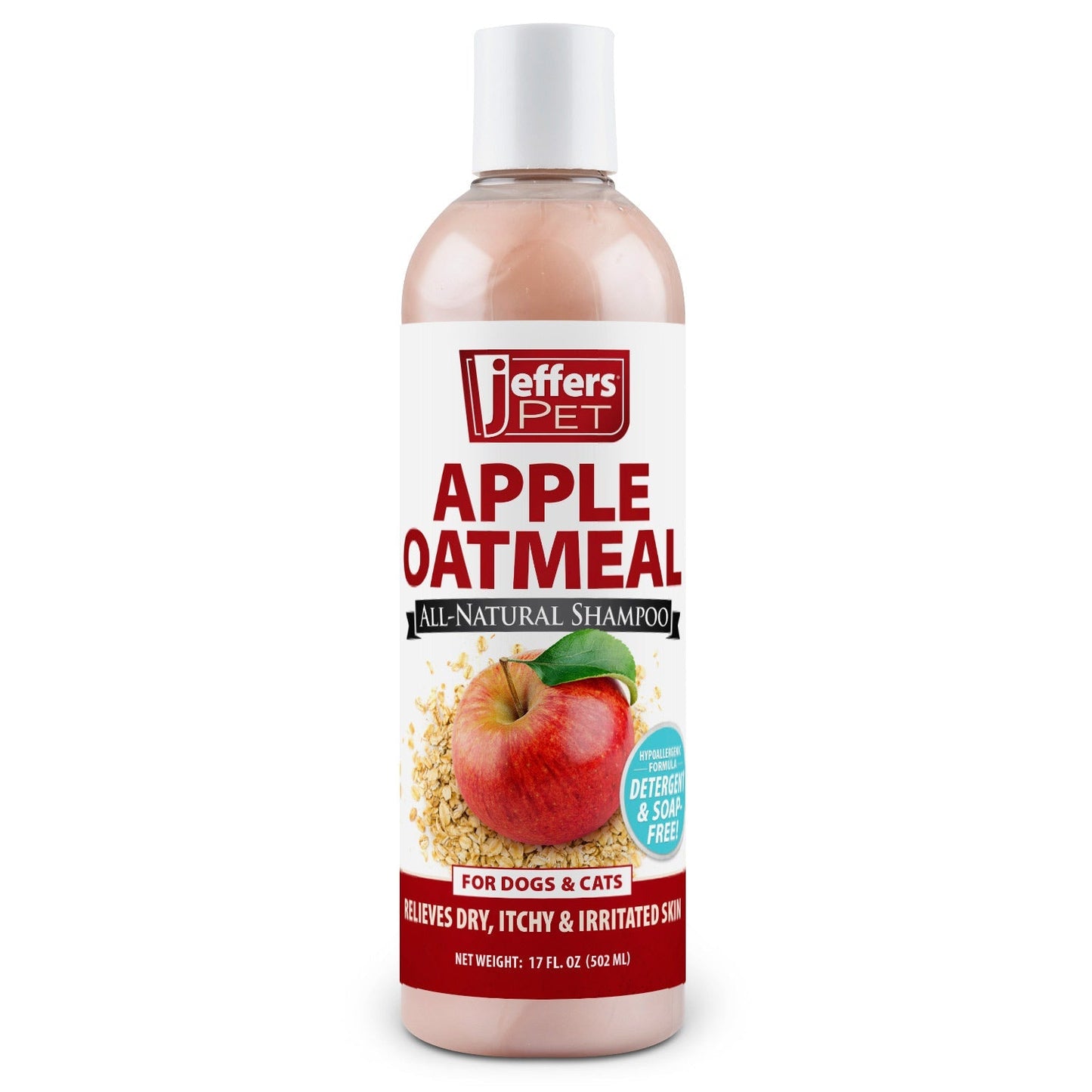 Shampoing Hypoallergénique Entièrement Naturel à l'Avoine et à la Pomme Jeffers Pet pour Chiens et Chats à Peau Sèche