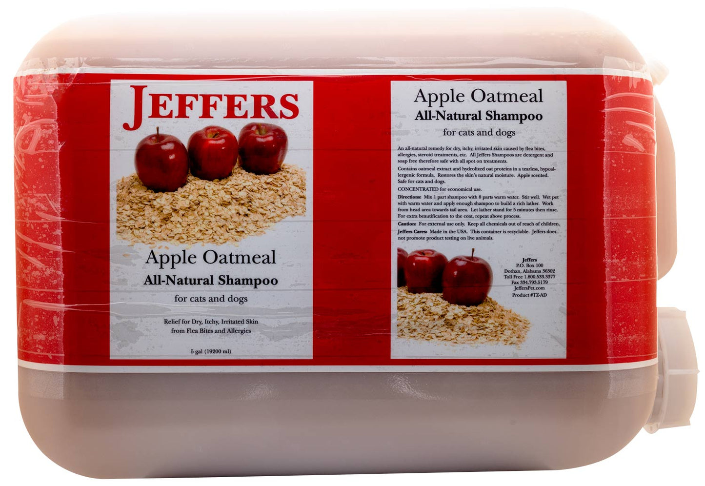 Shampoing Hypoallergénique Entièrement Naturel à l'Avoine et à la Pomme Jeffers Pet pour Chiens et Chats à Peau Sèche