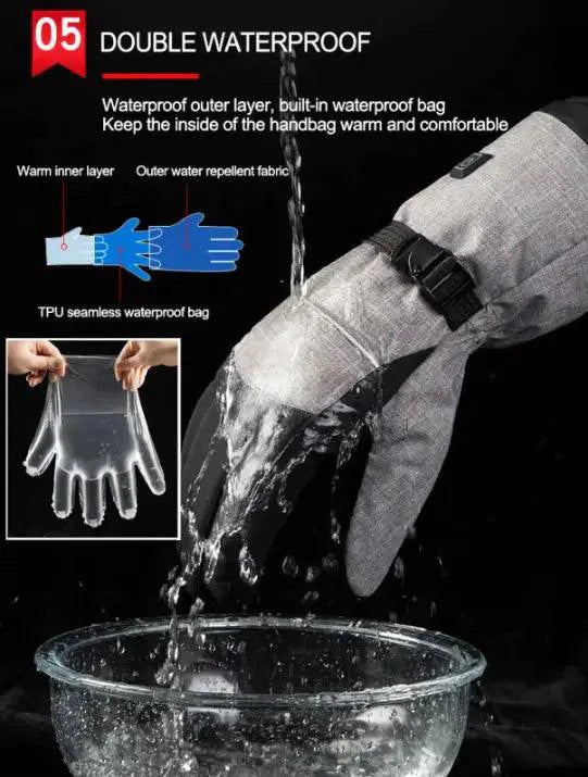 Electric Heated Gloves - Skiing Motorcycle Touchscreen Rechargeable