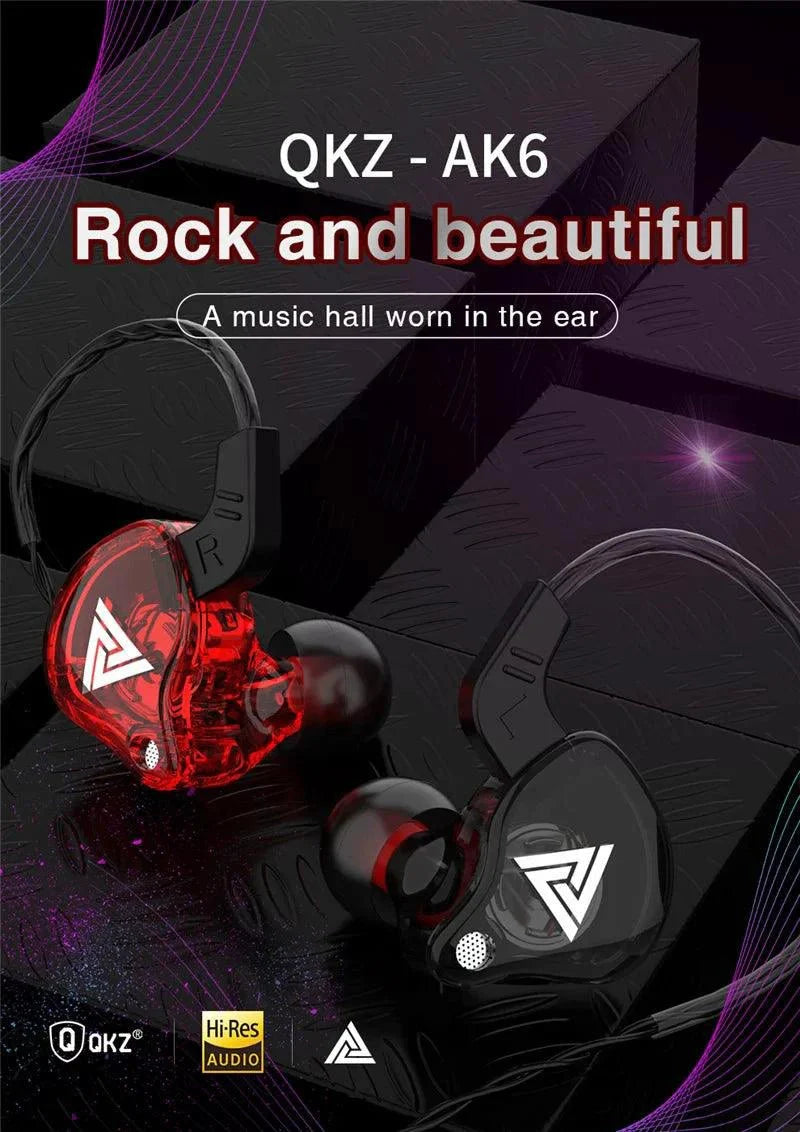 QKZ AK6 HiFi Wired Earphones - Copper Driver with Microphone