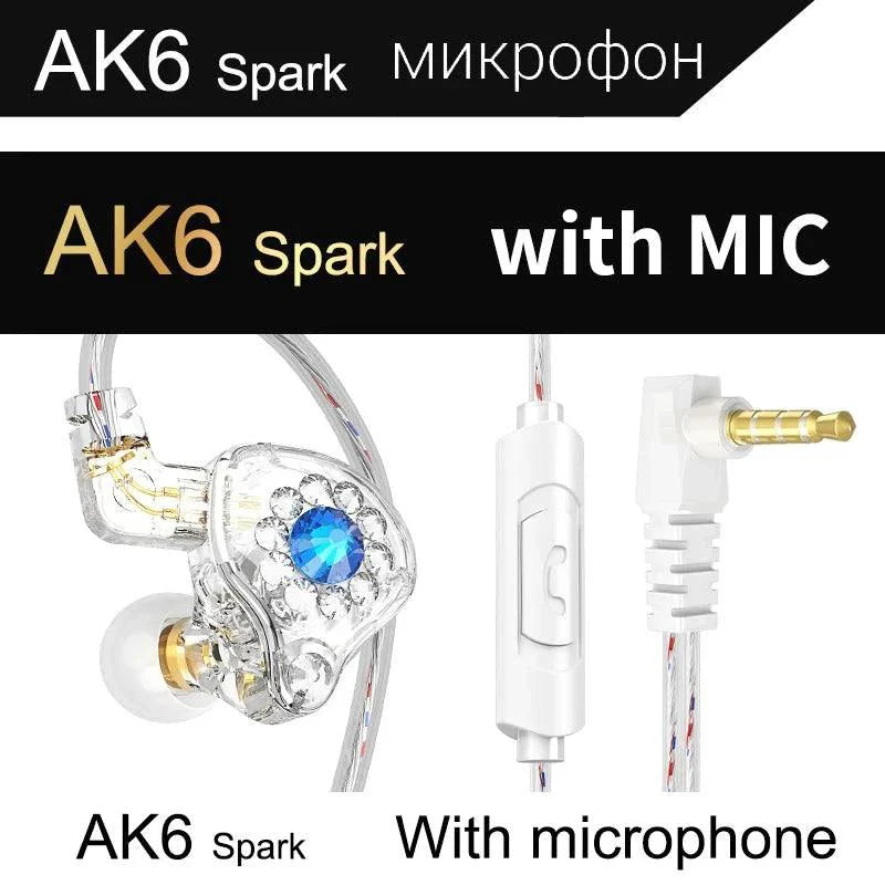 QKZ AK6 HiFi Wired Earphones - Copper Driver with Microphone