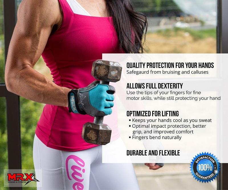 Guantes de levantamiento de pesas MRX para mujer para entrenamiento en gimnasio y ejercicios - Agarre duradero y cómodo