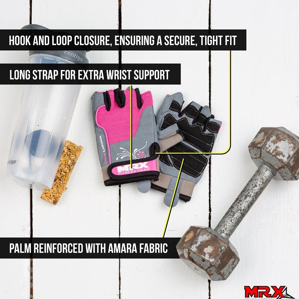 Guantes de levantamiento de pesas MRX para mujer para entrenamiento en gimnasio y ejercicios - Agarre duradero y cómodo