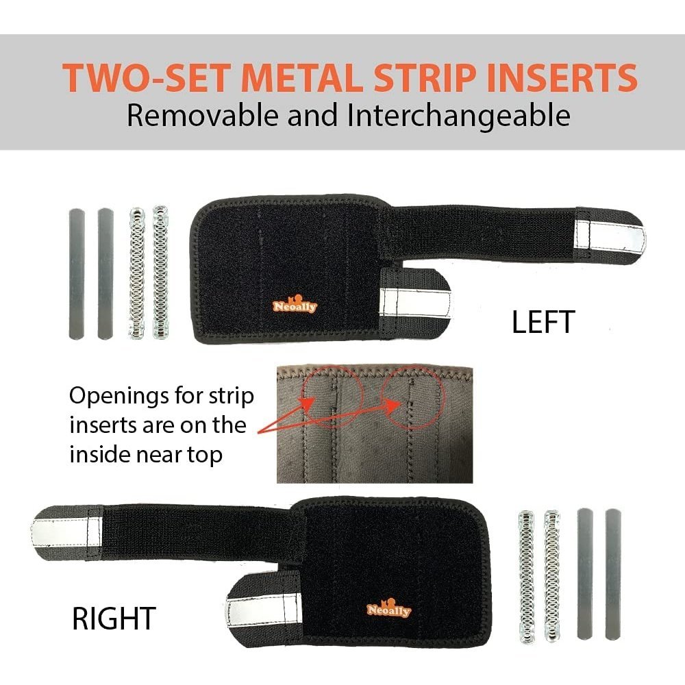 Attelle de patte avant 3-en-1 NeoAlly pour chien : inserts rigides et à ressort, sangles réfléchissantes de sécurité (paire)