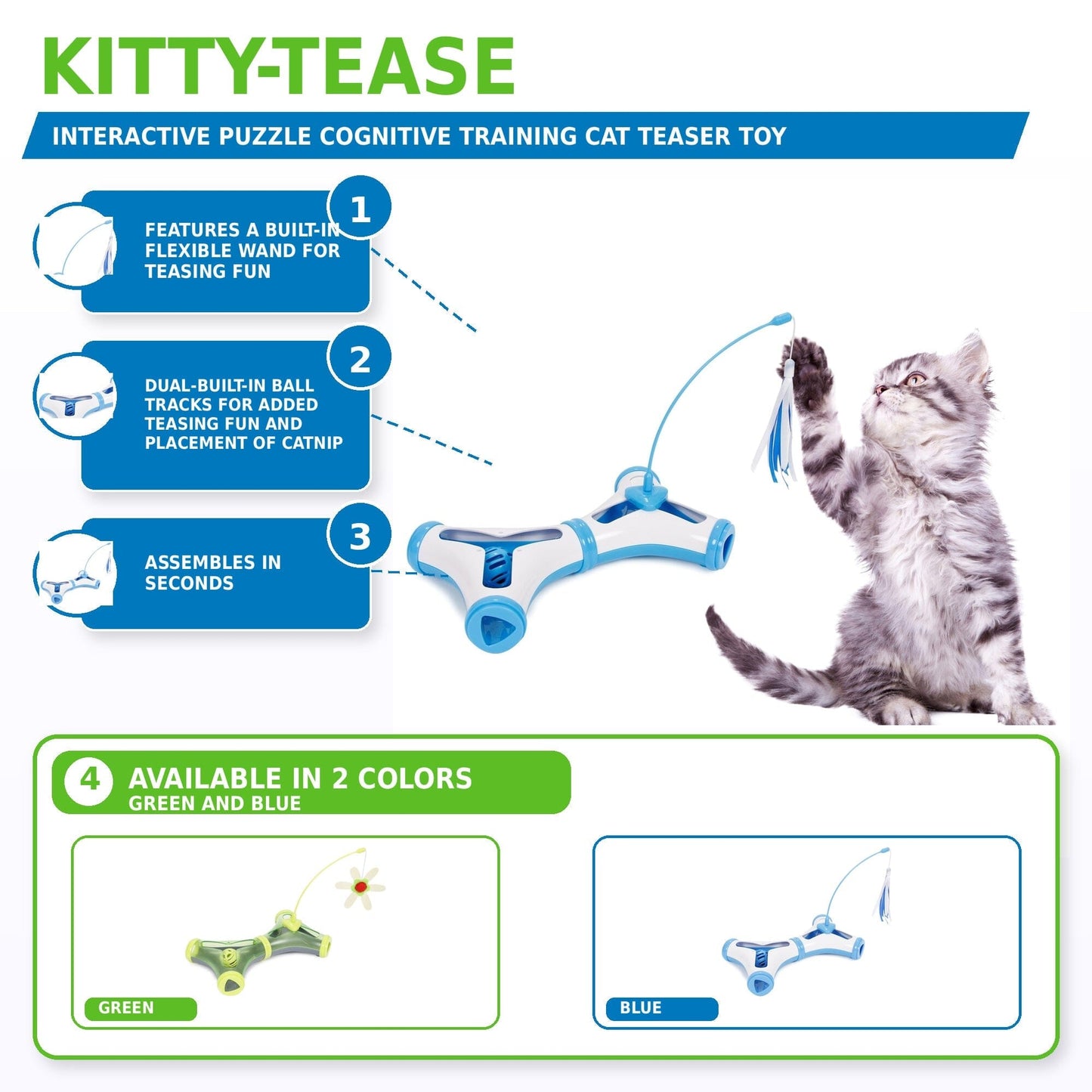 Pet Life ® 'Kitty-Tease' Interactive Teaser Kitty Cat Puzzle Toy