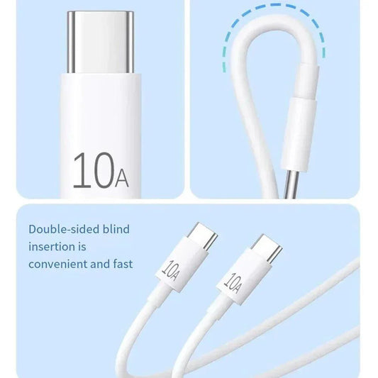 Universal 120W 10A Fast Charger PD Dual USB C To Type C Quick Charging Cable High-speed Data Transfer Wire Cord For Samsung Mi