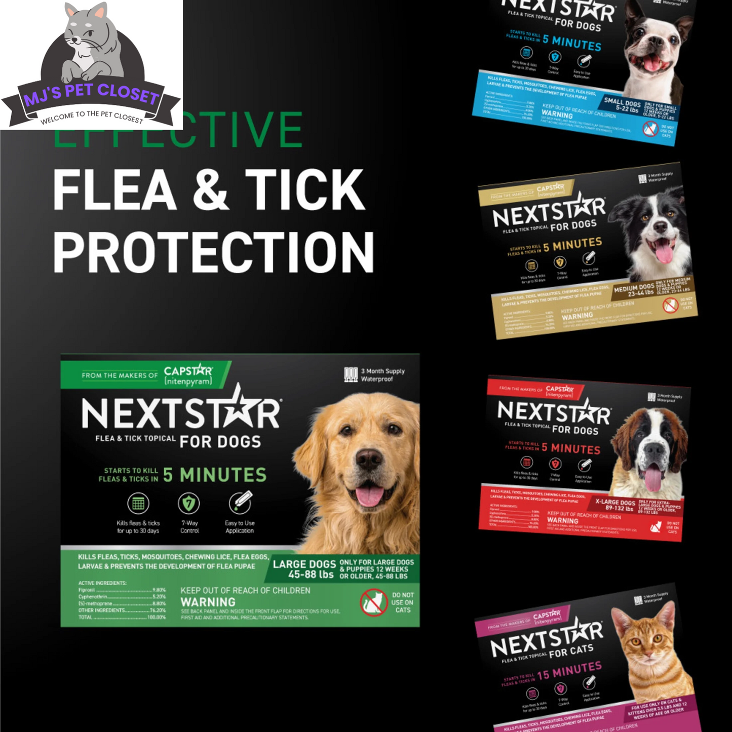 Protégez votre chien contre les puces et les tiques avec NEXTSTAR : action rapide, approvisionnement de 3 mois pour chiens de 20 à 40 kg