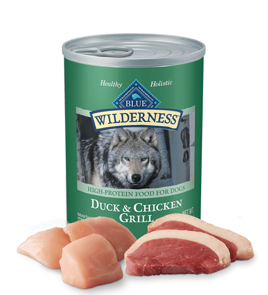 Boîte de nourriture humide pour chien Blue Buffalo Wilderness Grill de Canard et Poulet (12.5oz)